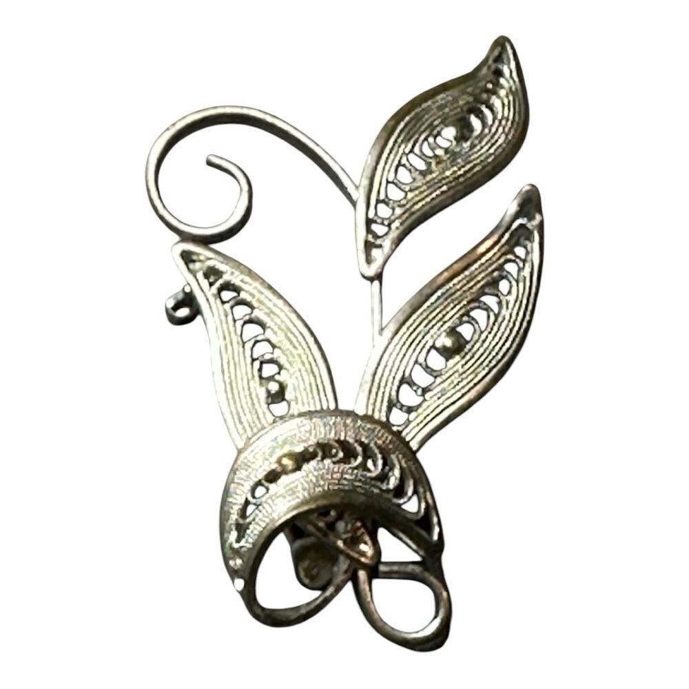 Western Germany signed Vintage Silver Leaf Brooch
